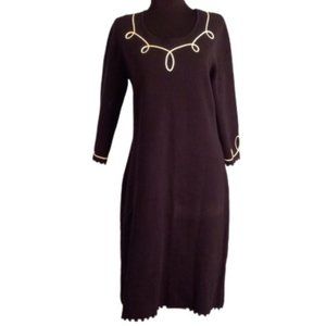 Hanna Andersson M Black Sweater Dress White Trim